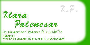 klara palencsar business card